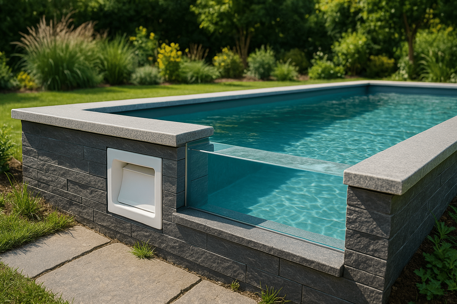 piscine enterree hors sol - illustration